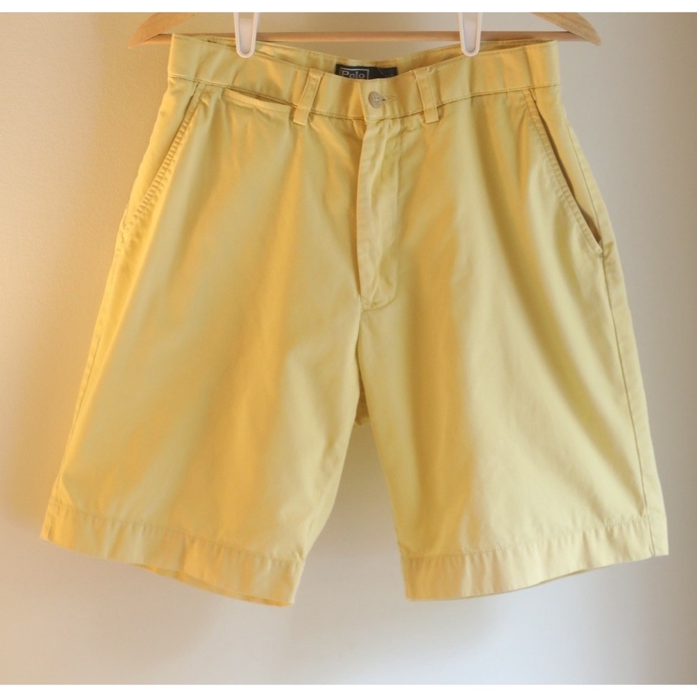 Polo Ralph Lauren Men's Chino Shorts Yellow Size 30 Classic Flat Front Cotton